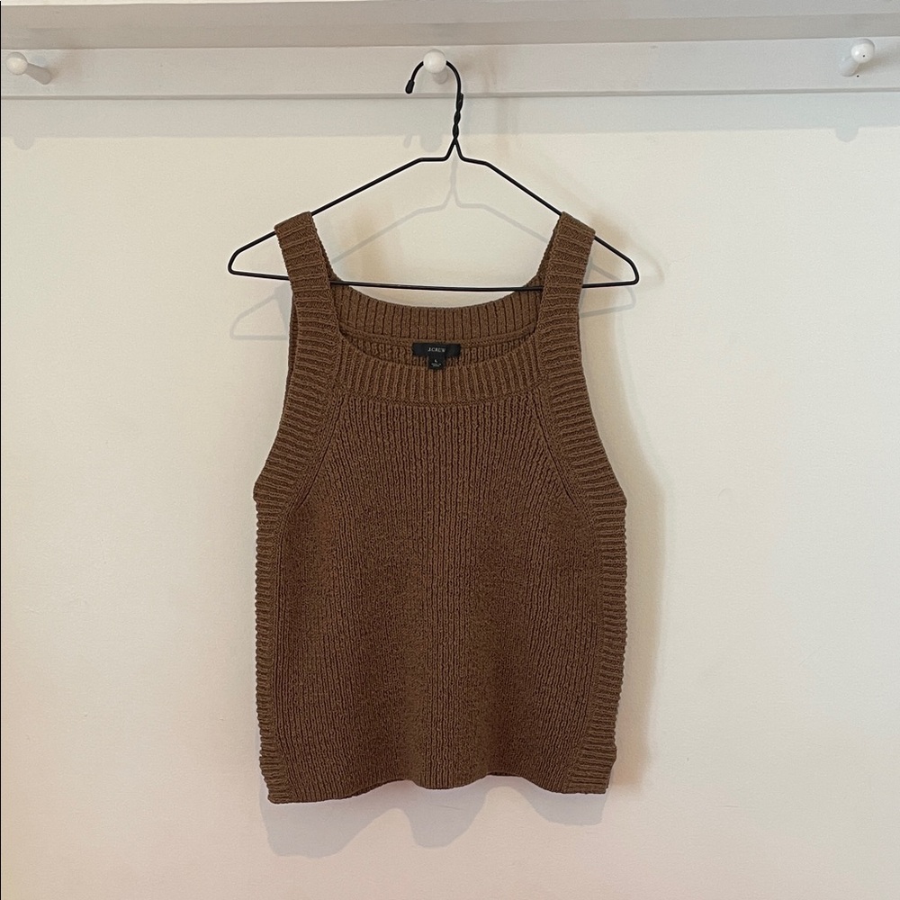 Ribbed Knit Tank Top - Brown